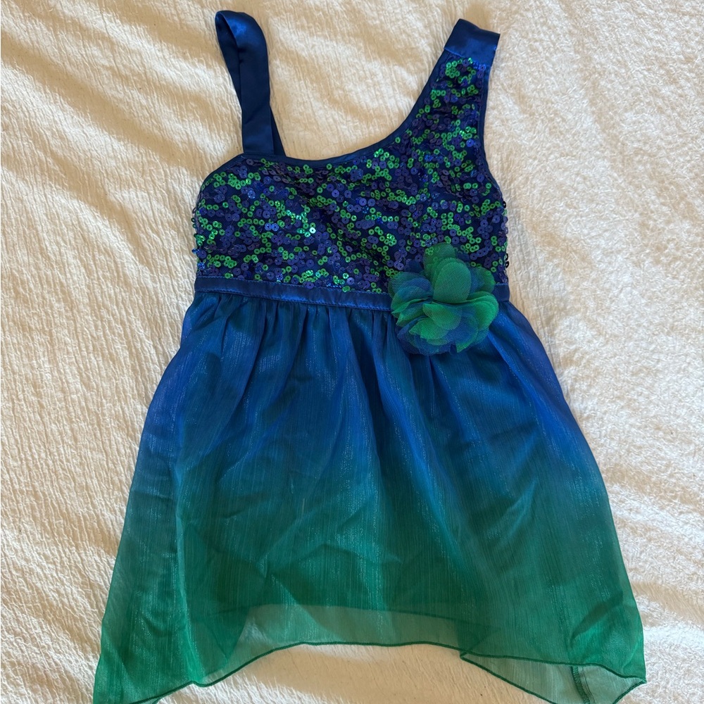 Justice Blue and Green Sequined Formal Dress